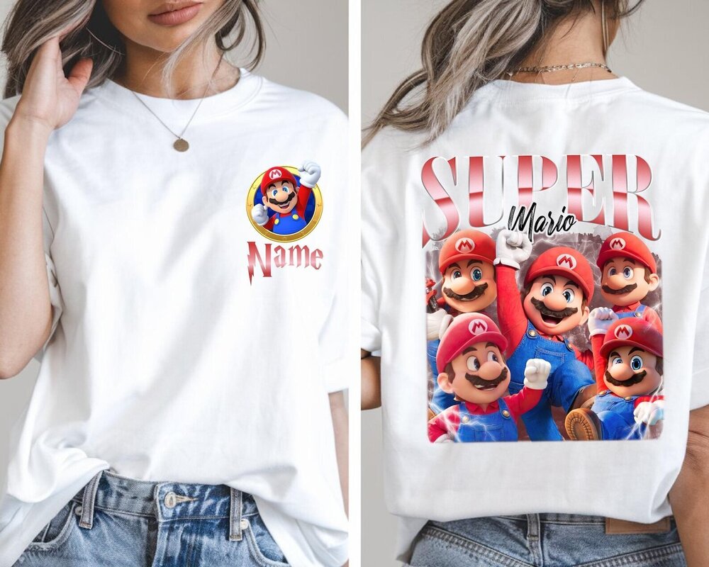 Super Mario Shirt,Epic Universe Family Group Matching Tee 2 Sided
